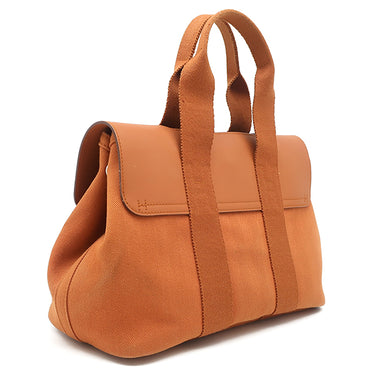 エルメス HERMES ヴァルパライソ PM ポティロン トワルシェブロン スイフト ハンドバッグ シルバー金具 オレンジ系