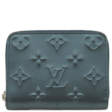 ルイヴィトン LOUIS VUITTON ムーノグラム ジッピー コインパース M81860 スティールブルー カーフレザー コインケース シルバー金具