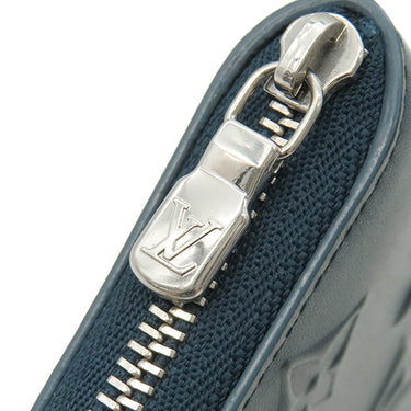 ルイヴィトン LOUIS VUITTON ムーノグラム ジッピー コインパース M81860 スティールブルー カーフレザー コインケース シルバー金具