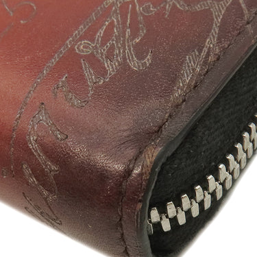 ベルルッティ BERLUTI イタウバ スクリットレザー ロングジップ ウォレット ブラウン レザー 長財布 シルバー金具 茶 カリグラフィ