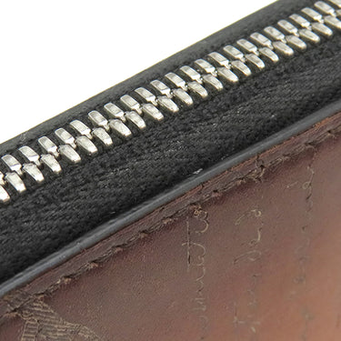 ベルルッティ BERLUTI イタウバ スクリットレザー ロングジップ ウォレット ブラウン レザー 長財布 シルバー金具 茶 カリグラフィ