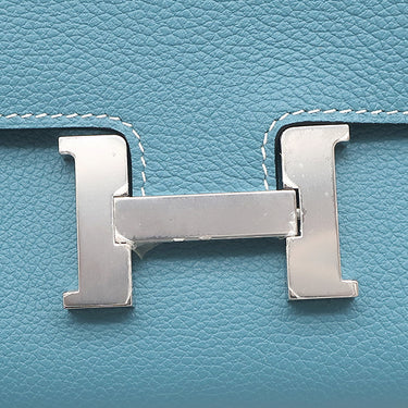 エルメス HERMES コンスタンス トゥーゴー ブルージーン エバーカラー 長財布 シルバー金具 青