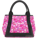 バレンシアガ BALENCIAGA ネイビーカバス S 339933 ピンク×ブラック キャンバス レザー トートバッグ シルバー金具 黒 花柄