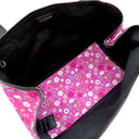 バレンシアガ BALENCIAGA ネイビーカバス S 339933 ピンク×ブラック キャンバス レザー トートバッグ シルバー金具 黒 花柄