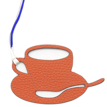 エルメス HERMES プティアッシュ コーヒーカップ ブラウン×緑 シェーブル トリヨンクレマンス バッグチャーム 茶 緑 チャーム petit H