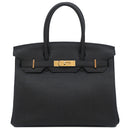 エルメス HERMES バーキン30 ブラック トゴ ハンドバッグ ローズゴールド金具 黒