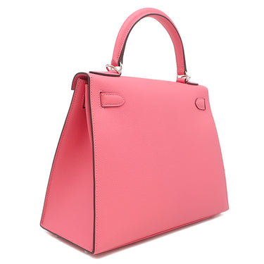 エルメス HERMES ケリー28 外縫い ローズアザレ ヴォーエプソン 2WAYバッグ シルバー金具