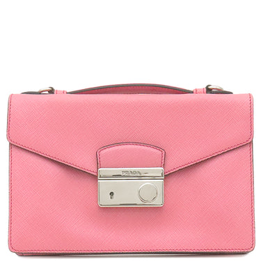 プラダ PRADA サフィアーノ ベルニック サッチェルピンク レザー サフィアーノ 2WAYバッグ シルバー金具 ハンド ショルダーバッグ