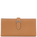 エルメス HERMES ベアンスフレ ゴールド ヴォーエプソン 長財布 シルバー金具 茶 二つ折り財布