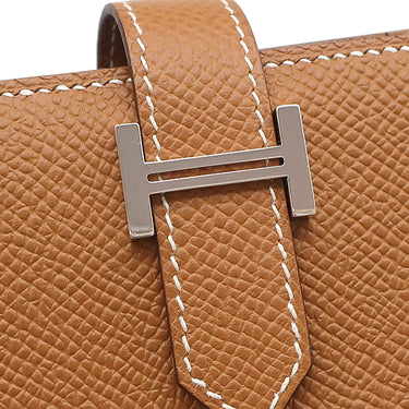 エルメス HERMES ベアンスフレ ゴールド ヴォーエプソン 長財布 シルバー金具 茶 二つ折り財布