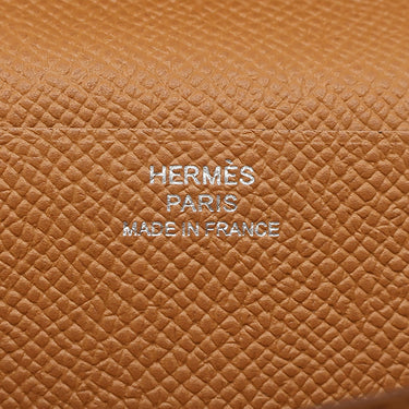 エルメス HERMES ベアンスフレ ゴールド ヴォーエプソン 長財布 シルバー金具 茶 二つ折り財布