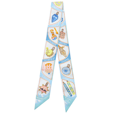 エルメス HERMES ツイリー アクア×オレンジ×ジョーヌ シルク スカーフ 【FUNNY ICE CREAM/ファニーアイスクリーム】