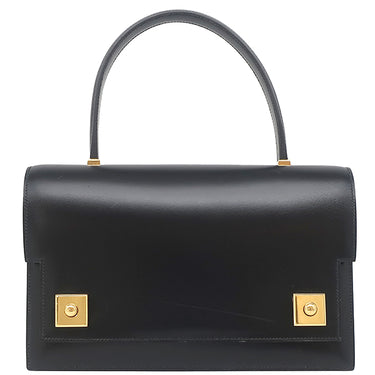 エルメス HERMES ピアノ ブラック ボックスカーフ ハンドバッグ ゴールド金具 黒