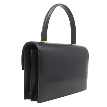 エルメス HERMES ピアノ ブラック ボックスカーフ ハンドバッグ ゴールド金具 黒