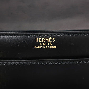 エルメス HERMES ピアノ ブラック ボックスカーフ ハンドバッグ ゴールド金具 黒