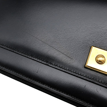 エルメス HERMES ピアノ ブラック ボックスカーフ ハンドバッグ ゴールド金具 黒