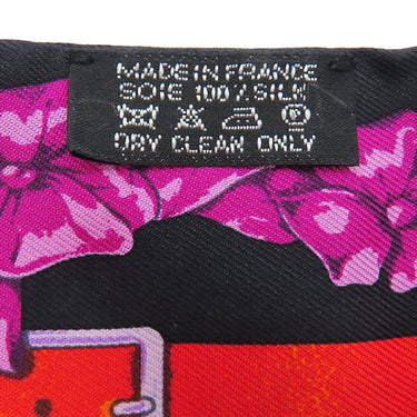 エルメス HERMES ツイリー ブラック×レッド×マルチカラー シルク スカーフ