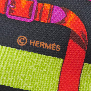 エルメス HERMES ツイリー ブラック×レッド×マルチカラー シルク スカーフ