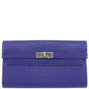 エルメス HERMES ケリーウォレット ロング ブルーエレクトリック ヴォーエプソン 長財布 シルバー金具 青 ショルダー