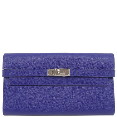 エルメス HERMES ケリーウォレット ロング ブルーエレクトリック ヴォーエプソン 長財布 シルバー金具 青 ショルダー