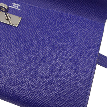 エルメス HERMES ケリーウォレット ロング ブルーエレクトリック ヴォーエプソン 長財布 シルバー金具 青 ショルダー