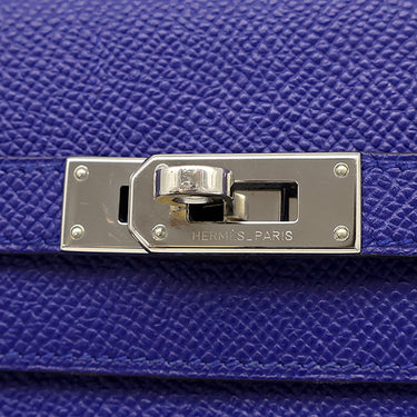 エルメス HERMES ケリーウォレット ロング ブルーエレクトリック ヴォーエプソン 長財布 シルバー金具 青 ショルダー