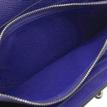 エルメス HERMES ケリーウォレット ロング ブルーエレクトリック ヴォーエプソン 長財布 シルバー金具 青 ショルダー