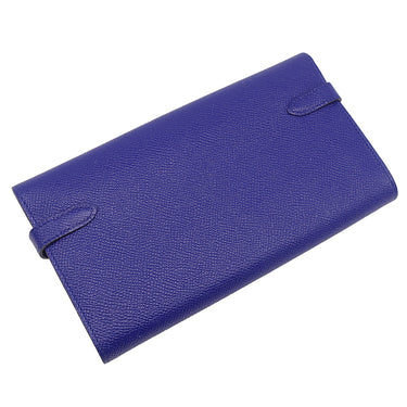 エルメス HERMES ケリーウォレット ロング ブルーエレクトリック ヴォーエプソン 長財布 シルバー金具 青 ショルダー