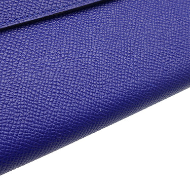 エルメス HERMES ケリーウォレット ロング ブルーエレクトリック ヴォーエプソン 長財布 シルバー金具 青 ショルダー