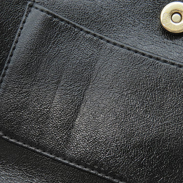 シャネル CHANEL マトラッセ ショルダー ブラック カーフ チェーンウォレット ゴールド金具 がま口