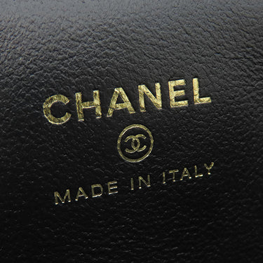 シャネル CHANEL マトラッセ ショルダー ブラック カーフ チェーンウォレット ゴールド金具 がま口