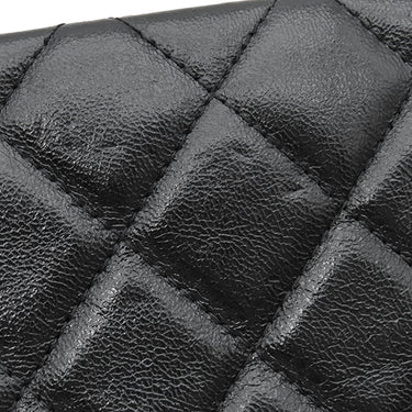 シャネル CHANEL マトラッセ ショルダー ブラック カーフ チェーンウォレット ゴールド金具 がま口