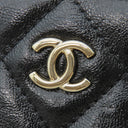シャネル CHANEL マトラッセ ショルダー ブラック カーフ チェーンウォレット ゴールド金具 がま口