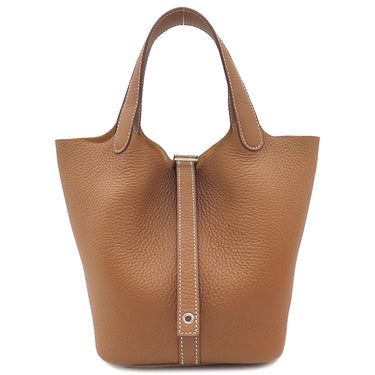 エルメス HERMES ピコタンロックPM ゴールド トリヨンクレマンス ハンドバッグ シルバー金具 新品未使用 茶