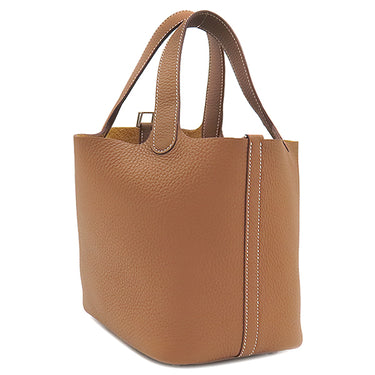 エルメス HERMES ピコタンロックPM ゴールド トリヨンクレマンス ハンドバッグ シルバー金具 新品未使用 茶