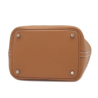 エルメス HERMES ピコタンロックPM ゴールド トリヨンクレマンス ハンドバッグ シルバー金具 新品未使用 茶