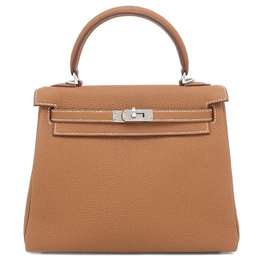 エルメス HERMES ケリー25 内縫い ゴールド トゴ 2WAYバッグ シルバー金具 茶 ショルダー