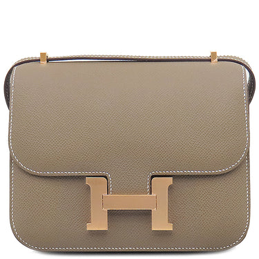 エルメス HERMES コンスタンス3 ミニ ミロワール エトゥープ ヴォーエプソン ショルダーバッグ ローズゴールド金具 グレージュ