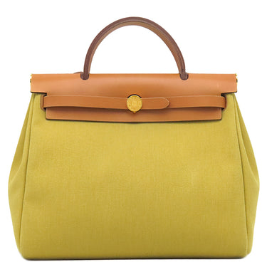 エルメス HERMES エールバッグジップPM 31 ジンジャー×ナチュラル キャンバス トワルミリタリー ヴァッシュハンター 2WAYバッグ ゴールド金具 トワルH