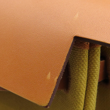 エルメス HERMES エールバッグジップPM 31 ジンジャー×ナチュラル キャンバス トワルミリタリー ヴァッシュハンター 2WAYバッグ ゴールド金具 トワルH