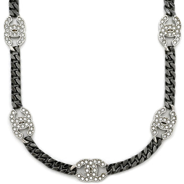 シャネル CHANEL ココマーク ロングネックレス メタリック×シルバー メタル ストラス ネックレス