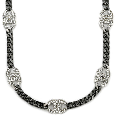 シャネル CHANEL ココマーク ロングネックレス メタリック×シルバー メタル ストラス ネックレス