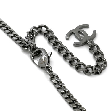 シャネル CHANEL ココマーク ロングネックレス メタリック×シルバー メタル ストラス ネックレス