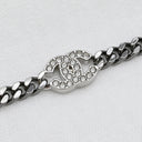 シャネル CHANEL ココマーク ロングネックレス メタリック×シルバー メタル ストラス ネックレス