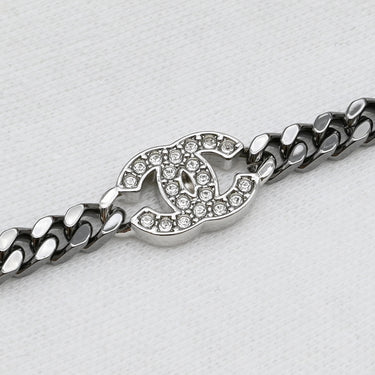 シャネル CHANEL ココマーク ロングネックレス メタリック×シルバー メタル ストラス ネックレス