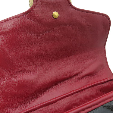 グッチ GUCCI GGマーモント ミニトップハンドル 583571 ブラック×レッド レザー 2WAYバッグ ゴールド金具 赤 黒 ショルダー