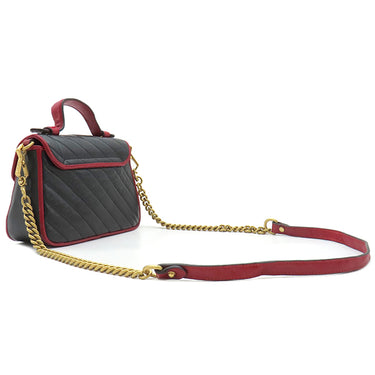 グッチ GUCCI GGマーモント ミニトップハンドル 583571 ブラック×レッド レザー 2WAYバッグ ゴールド金具 赤 黒 ショルダー