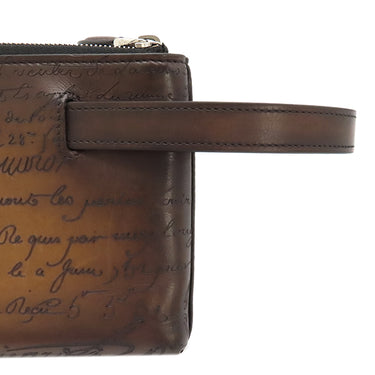 ベルルッティ BERLUTI ティリワ ジップポーチ 235755 ブラウン カーフ ヴェネチアカーフレザー クラッチバッグ シルバー金具 茶 セカンドバッグ カリグラフィ スリーインワン