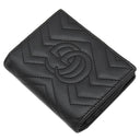 グッチ GUCCI ダブルG カードケース ウォレット 466492 ブラック レザー シェブロンキルティングナッパレザー 二つ折り財布 ゴールド金具 黒 GG
