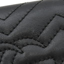 グッチ GUCCI ダブルG カードケース ウォレット 466492 ブラック レザー シェブロンキルティングナッパレザー 二つ折り財布 ゴールド金具 黒 GG